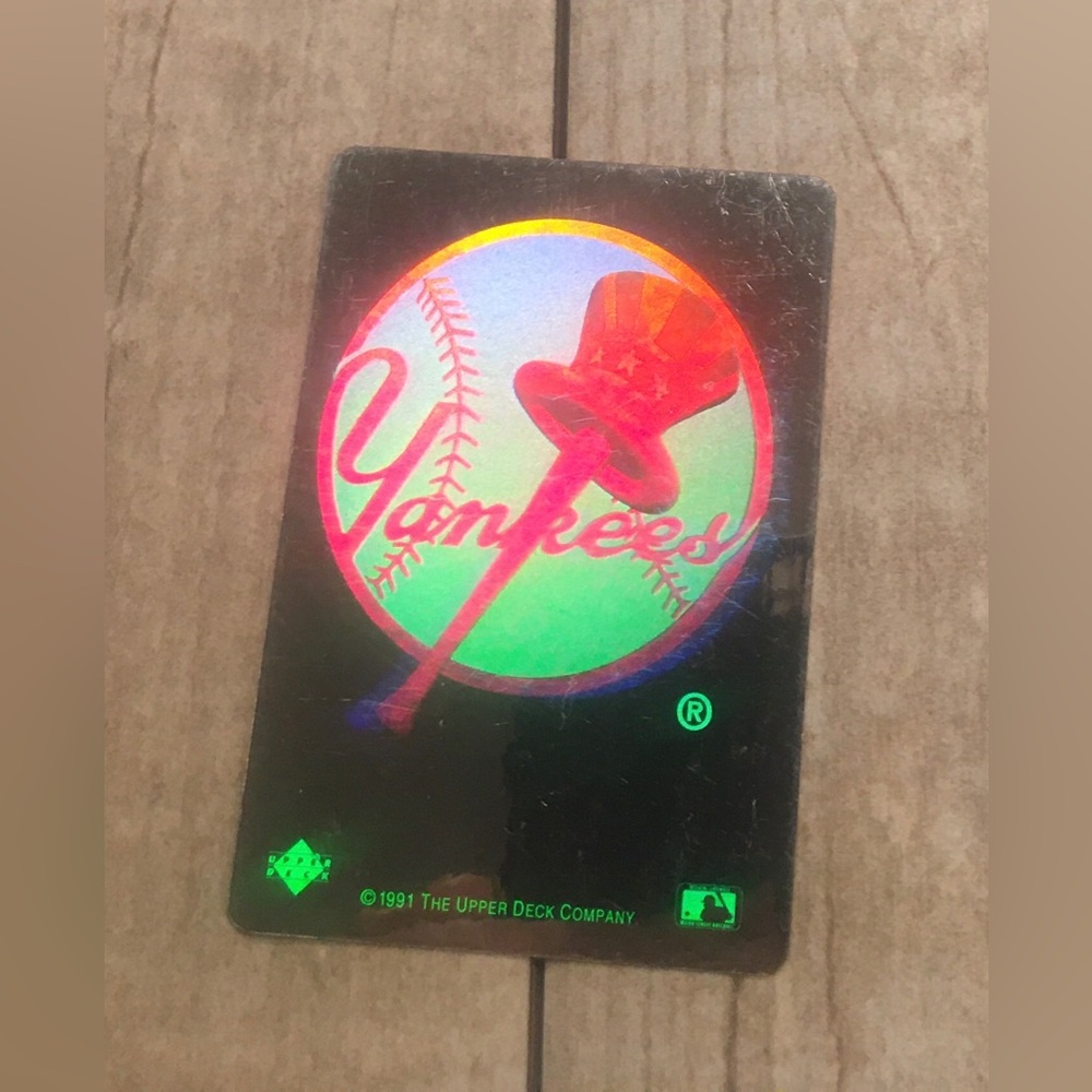 NY Yankees Upper Deck Collectible Reflective Sticker Card 1991